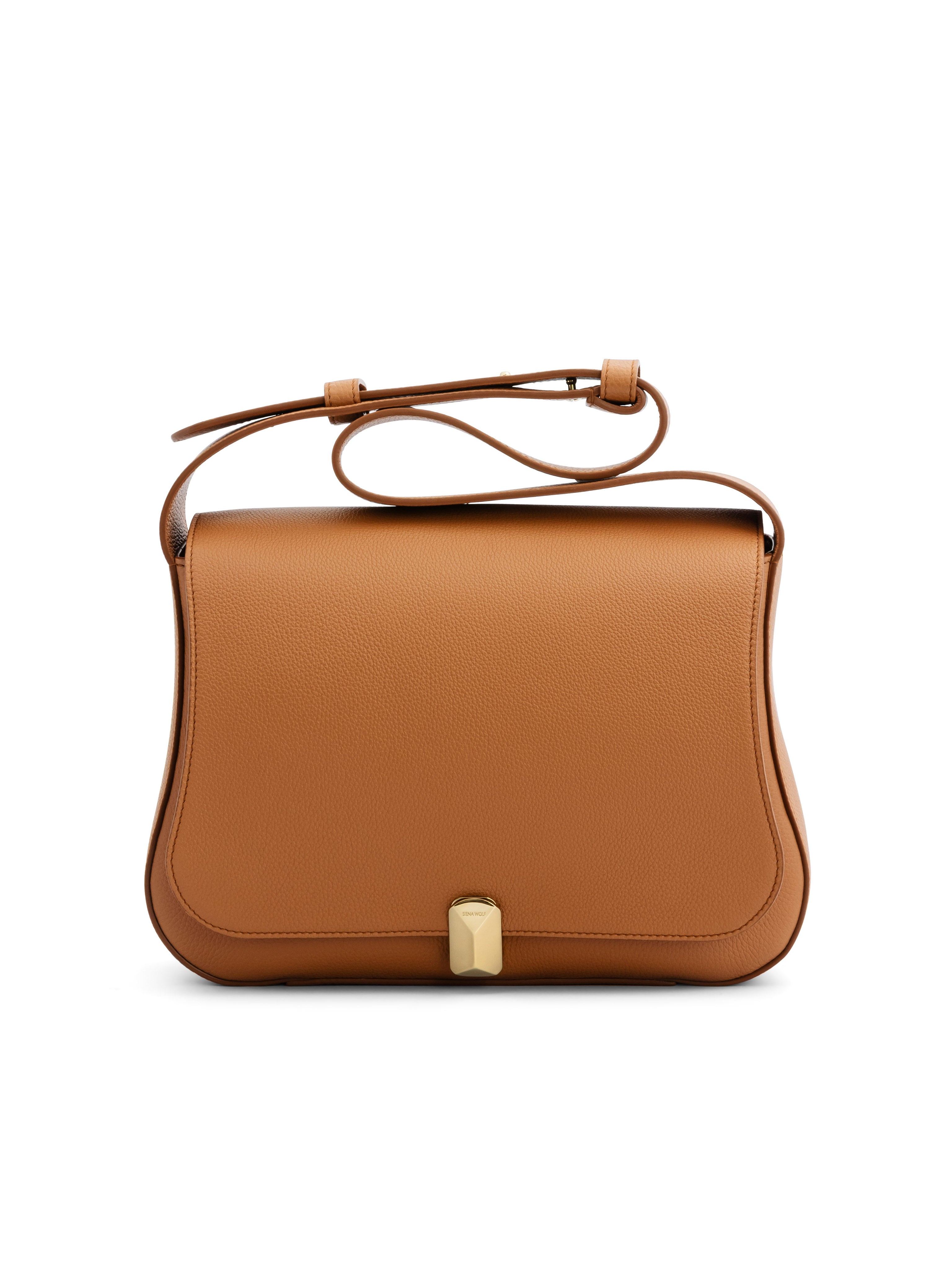 Chestnut Italian leather shoulder bag No. 14 by Siena Wolf
