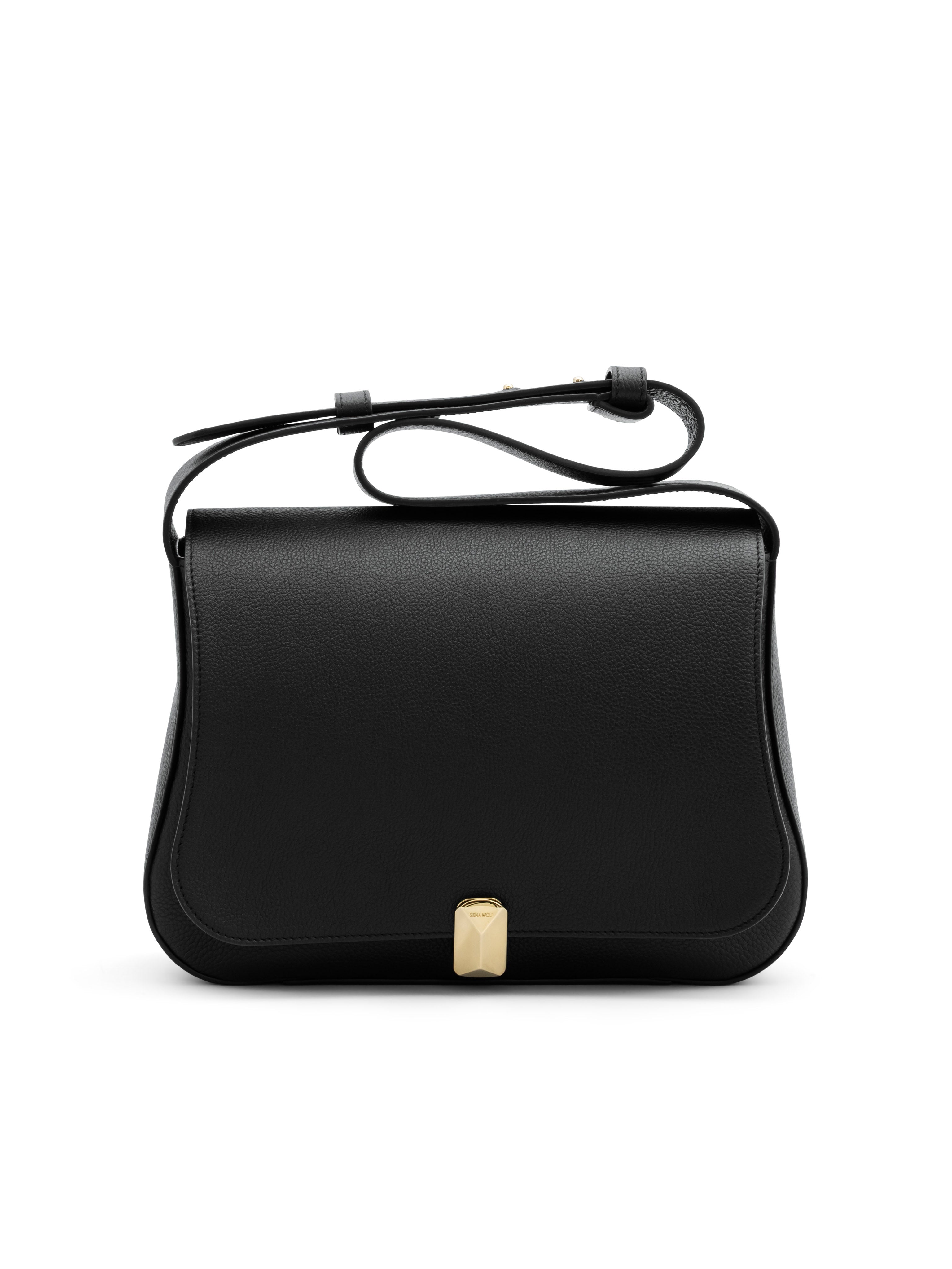 Black Italian leather shoulder bag No. 14 by Siena Wolf

