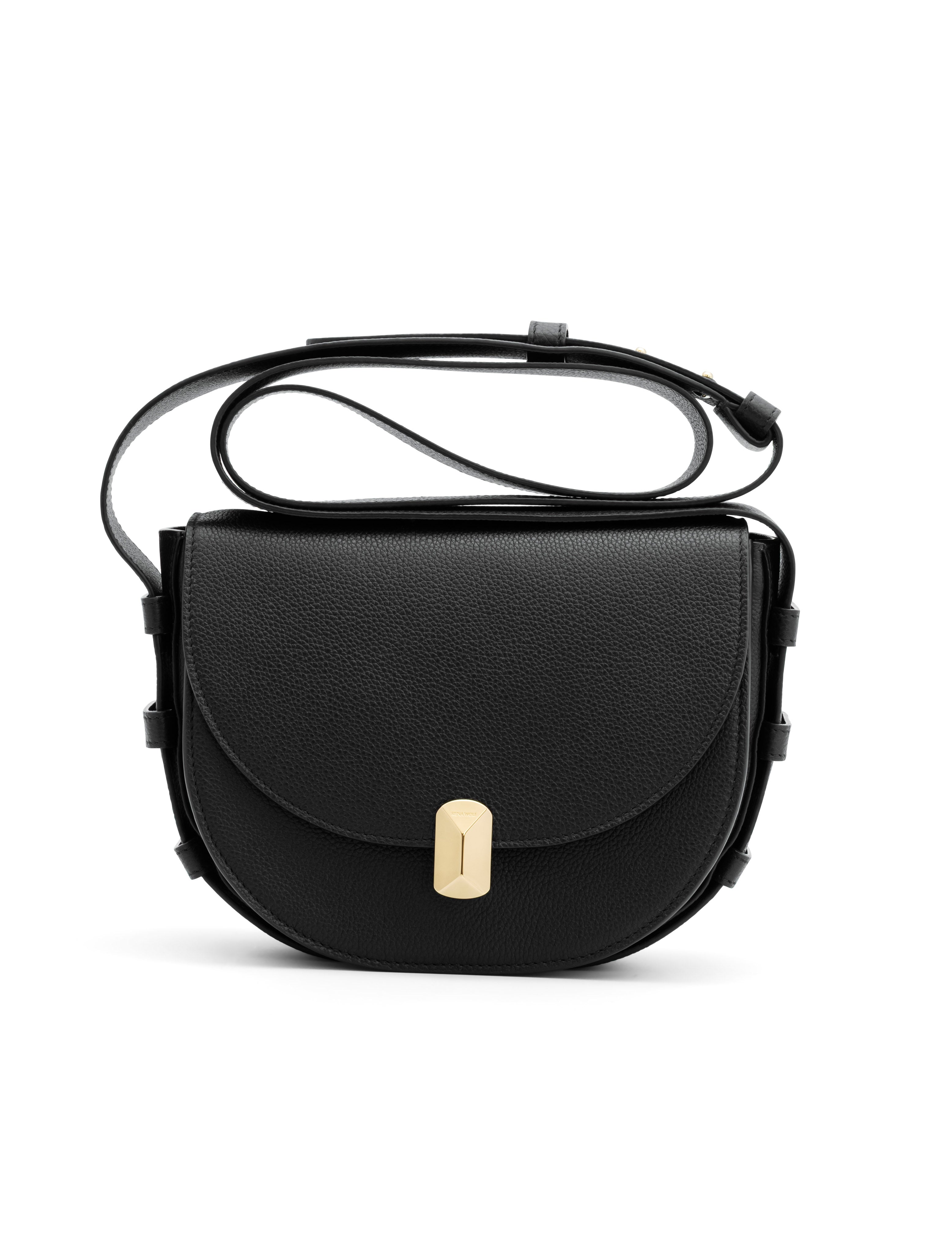 Black grain calf leather crossbody bag No. 18 by Siena Wolf
