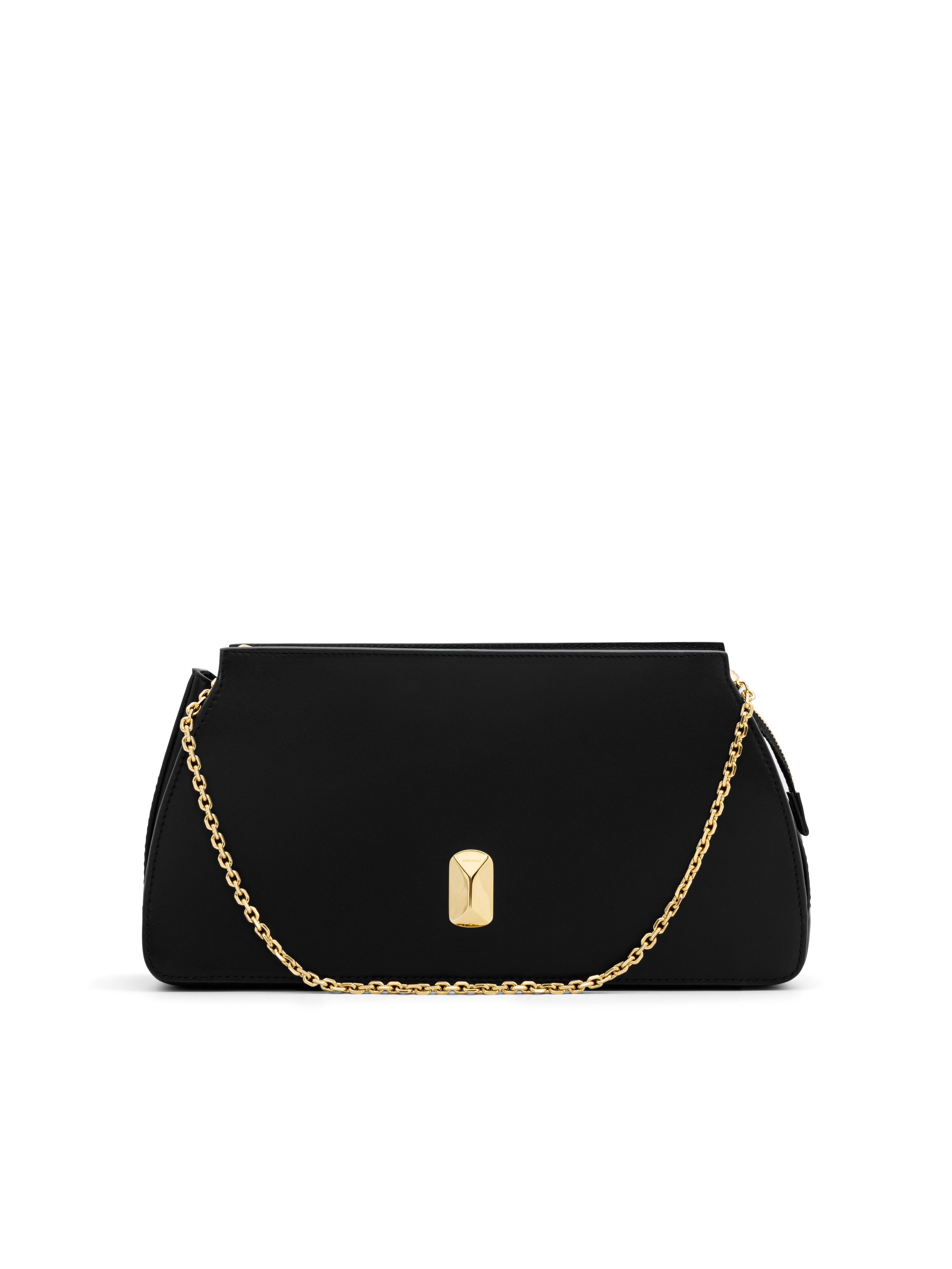 Black Italian leather convertible clutch No. 15 by Siena Wolf
